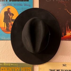 Free People Wythe Leather Band Felt Hat in Black